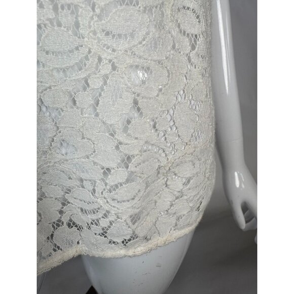 Lace Sleeveless Top With Back Zipper Closure By Pimkie Ivory Floral Design Women - Picture 7 of 16